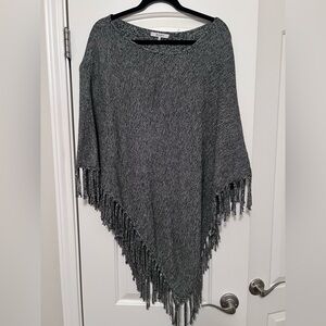 Elegant Charcoal Fringe Poncho